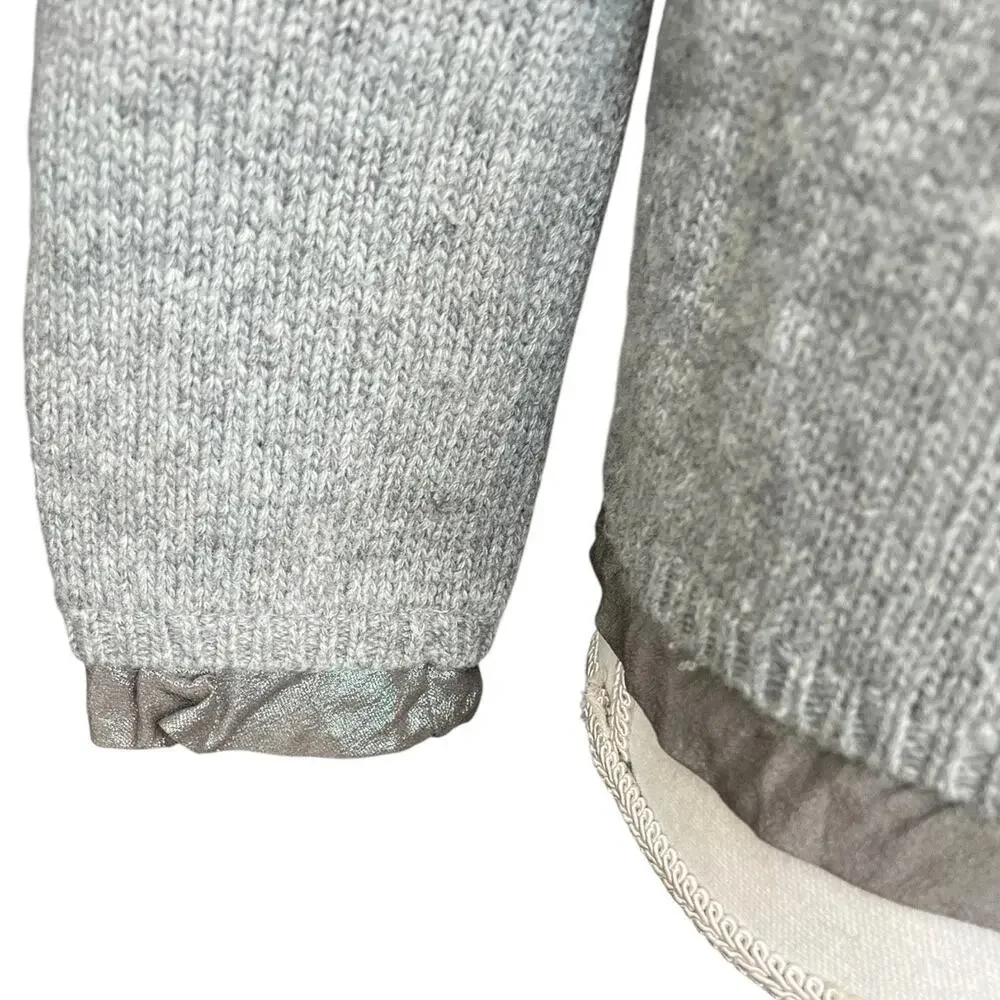 J. Crew gray cardigan sweater wool cashmere preppy rhinestone academia Y2K